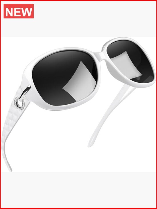 Large Rectangle Polarized UV Protection Sunglasses with Rhinestones